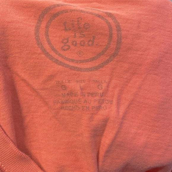 Unisex Soft Cotton Orange Short sleeve Crew Neck Life is Good Shirt L Large - Picture 4 of 8